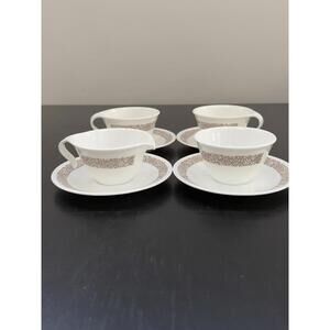 Corelle by Corning Woodland Brown Cups & Saucers 8pc Set